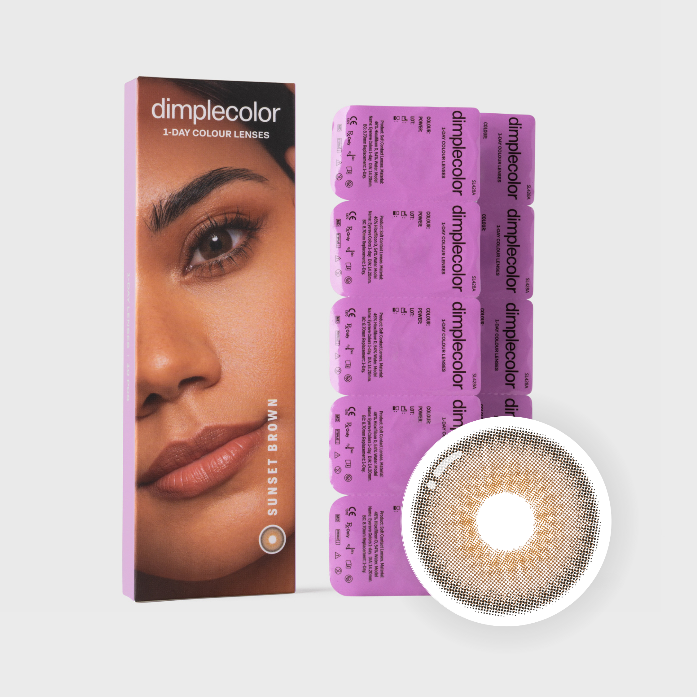 Sunset Brown Daily Disposable Color Lenses by Dimple Color