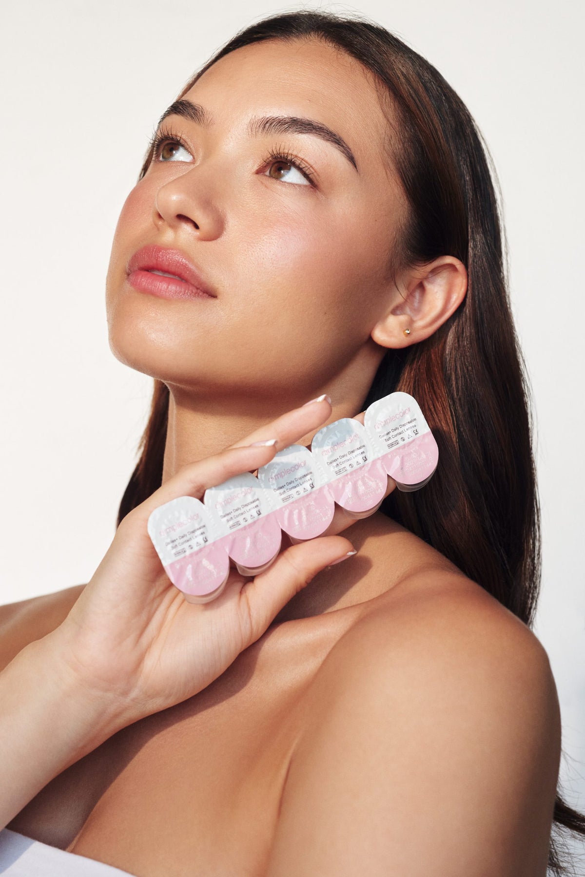 Model wearing Dimple Color lenses