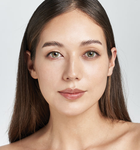 bright green contacts, dark-eyes